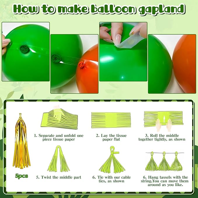 Dinosaur Birthday Party Decorations 113pcs Dinosaur Balloons Include