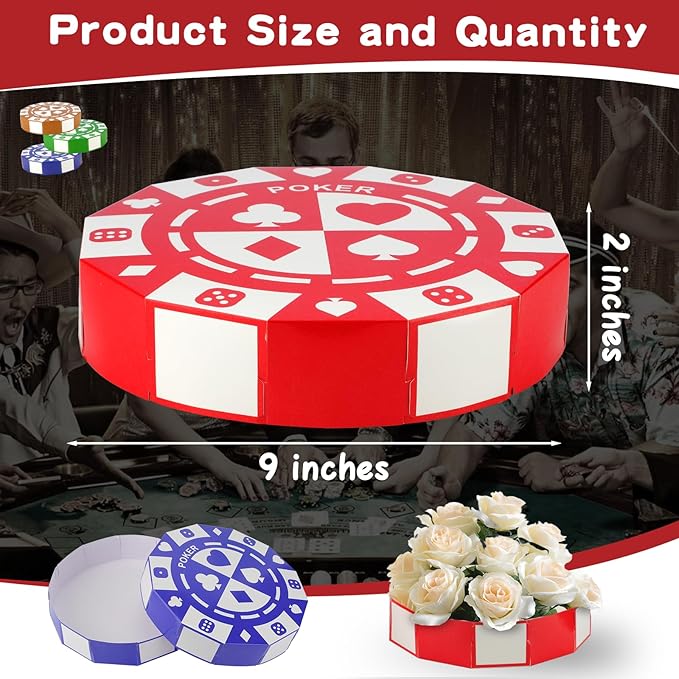 16 PCS Casino Theme Party Decor 9 Inch Poker Chip Casino Decor Box