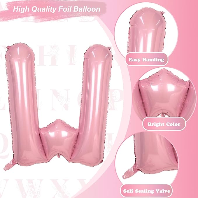 Pastel Pink W Balloon, 40 Inch Giant Baby Pink Mylar Helium Foil