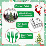 96 Pieces Christmas Tree Tableware Party Supplies Black and White