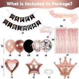 Rose Gold Birthday Decorations Black & Rose Gold Balloons Happy