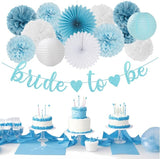 Dusty Blue White Bridal Shower Bachelorette Party Decorations 22pcs