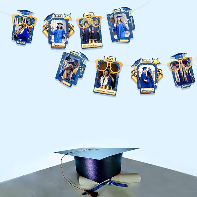 pinkblume Graduation Party Decorations Navy Blue and Gold Grad Photo