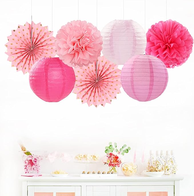 Rose Hot Pink Valentines Day Party Decorations Streamers 14pc Girl