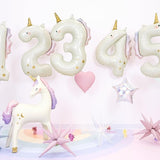 Unicorn Number 4 Balloon PartyDeco 36.5 Inch Holographic Foil