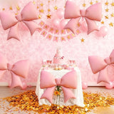 Biapian 6 Pcs Pink Bow Balloons, 38 Inch Giant Bow Foil Balloons,