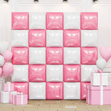 Pearl Pink and White Square Foil Balloon Wall,19 Inches Double Sided