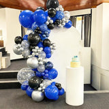 Navy Blue Silver Balloons, 60 Pcs Metallic Pearl Night Blue Black