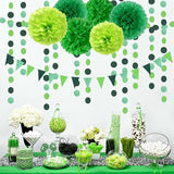 Green Party Decorations Tissue Pom Poms 23pcs St Patricks Day Paper