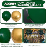 Green and Gold Balloon Arch Kit, Dark Emerald Green Hunter Forest
