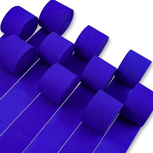 PartyWoo Blue Crepe Paper Streamers 10 Rolls 820 ft Pack of Royal