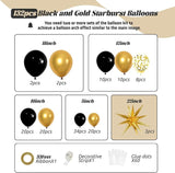 FOTIOMRG Black and Gold Balloons Garland Arch Kit, 5 10 12 18inch