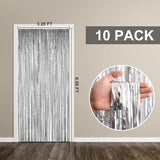 10 Pack Foil Curtain Backdrop Silver Metallic Tinsel Foil Fringe