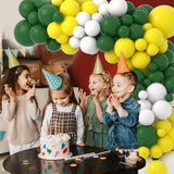 Retro Green Yellow White Balloon Garland Arch Kit, 122pcs Dark Green