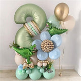 Sage Green 1 Balloons, 40 Inch Giant Olive Green Helium Foil Number