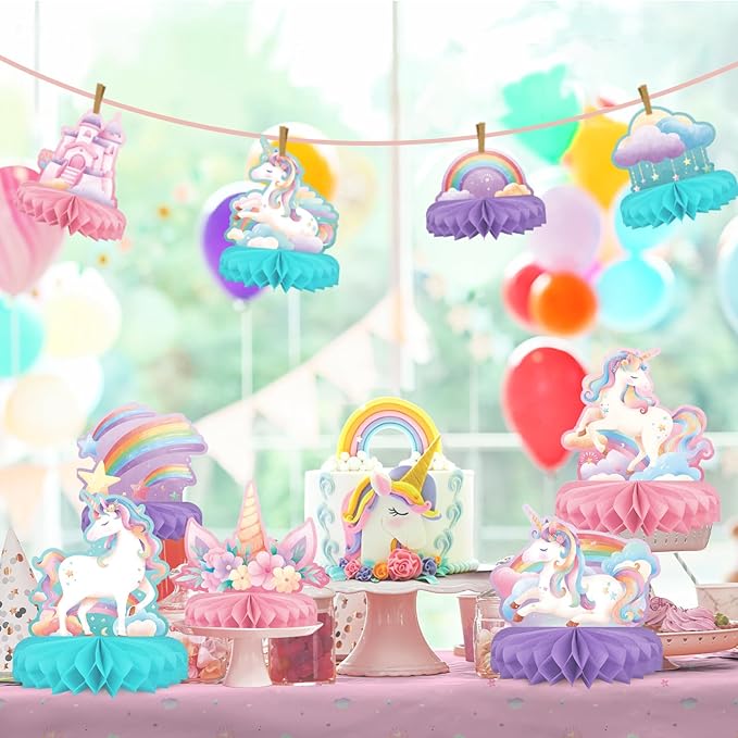 Unicorn Birthday Party Supplies Set Rainbow Table Decorations with
