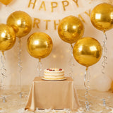 Metallic Gold Round Foil Balloons, 22" Large 4D Sphere Mylar Ball