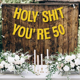 50th Birthday Decorations Banner for Women Men Pre-Strung Gold