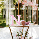 Qunclay Pink Crystal Diamond Letter Wall Decor, Glitter Wooden Bling