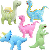 5 Pack Self Standing 3D Dinosaur Balloons Pastel Foil Balloons