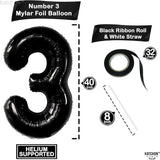 KatchOn Black Number 3 Balloon - Giant, 40 Inch | 3rd Birthday
