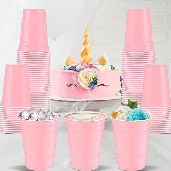 120 pcs 12 oz pink plastic cups Valentines Day plastic cups pink