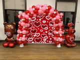 Red Heart Photo Backdrop Valentines Decorations 10x8FT Early 2000s