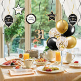Happy 31st Birthday Black & Gold Balloon Set 31st Birthday Swirls