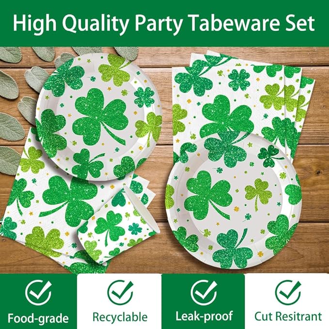 140Pcs St Patrick's Day Party Supplies St Patrick's Day Plates and