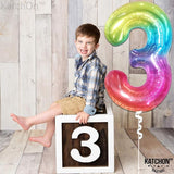 KatchOn, Giant Jelly Rainbow 3 Balloon Number - 40 Inch | Number 3