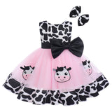 Newborn Toddler Baby Girl Green Christmas Outfits 2PCS Cow Princess