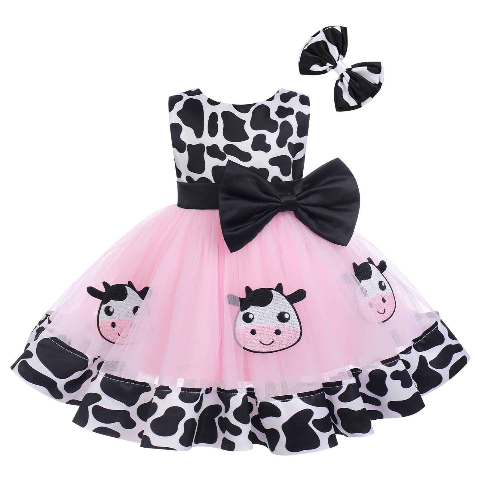Newborn Toddler Baby Girl Green Christmas Outfits 2PCS Cow Princess
