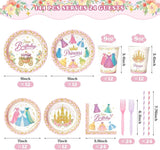 144 Pcs Princess Paper Plates Napkins, Birthday Party Supplies
