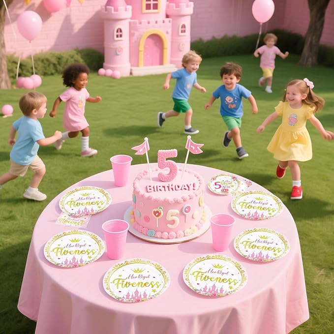 96Pcs Princess Birthday Decorations Pink Princess 5th Birthday Party