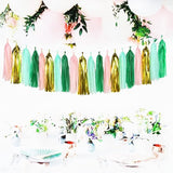 Sage-Green Pink-Gold Party-Decorations Tassel Garland - 20pcs