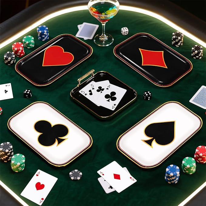60Pcs Poker Party Paper Plates 10 x 6.5 Poker Disposable Paper