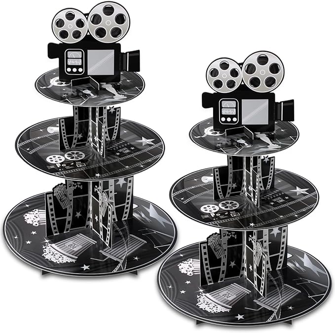 Colarr 2 Pack Movie Night Party Decorations Cupcake Stand 3 Tier