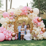 Pink Ivory Rose Gold Balloon Arch Kit Double Stuffed Light Pink