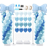 Kasyat Dusty Blue Bow Balloon Column Stand Kit Retro Baby Blue Balloon