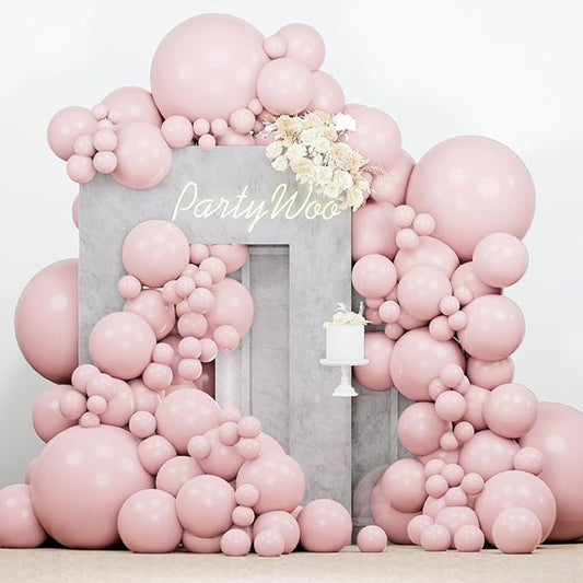 PartyWoo Baby Pink Balloons 140pcs Different Sizes of 18 12 10 5 Inch