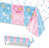Tevxj 3 Pieces Gender Reveal Tablecovers Boy or Girl Plastic