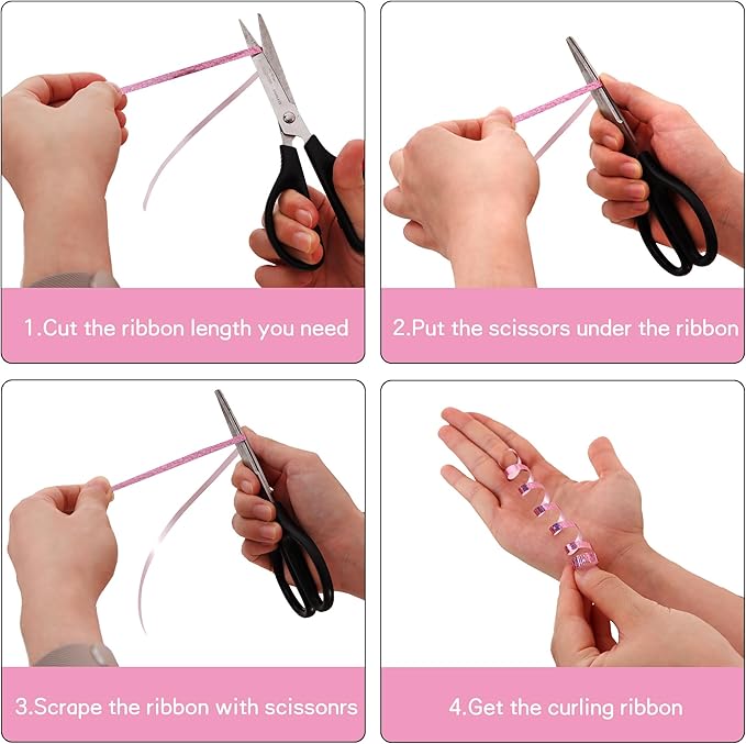 BEISHIDA 500 Yards Pink Ribbon Crimped Curling, Balloon String Shiny