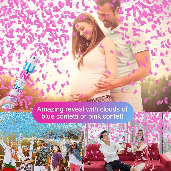 Premium Gender Reveal Confetti Cannon Set of 4 Mixed 2 Blue 2 Pink