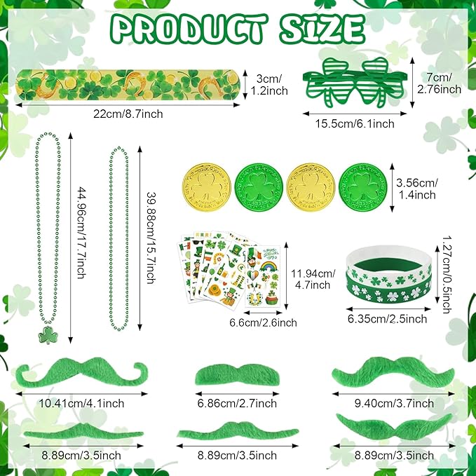 190 Pcs St Patricks Day Accessories St Patrick's Day Party Favor Set