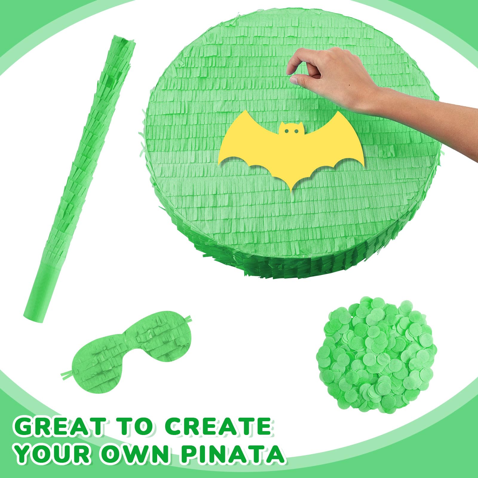 Jenaai 16 Inch Round Green Piñata Large Circle Blank Piñata with