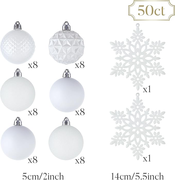 Valery Madelyn Christmas Tree Decorations Ornament Set, 50ct 2 Inches