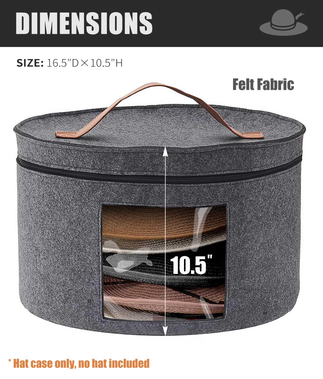 PANGTON Hat Box, Travel Hat Storage Box, Foldable Space-saving Hats