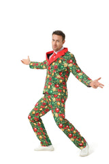 Men's Christmas Party Suit Funny Costume Novelty Xmas Jacket Trousers