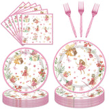 Fairy Birthday Party Supplies Tableware - 96PCS Butterfly Flower
