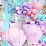 Mermaid Balloon Garland Arch Kit Pastel Pink Purple Teal Blue Clear